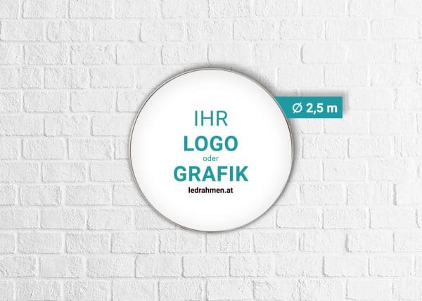 Leuchtreklame rund durchmesser 2,5 meter individuell bedrucken ledrahmen.at