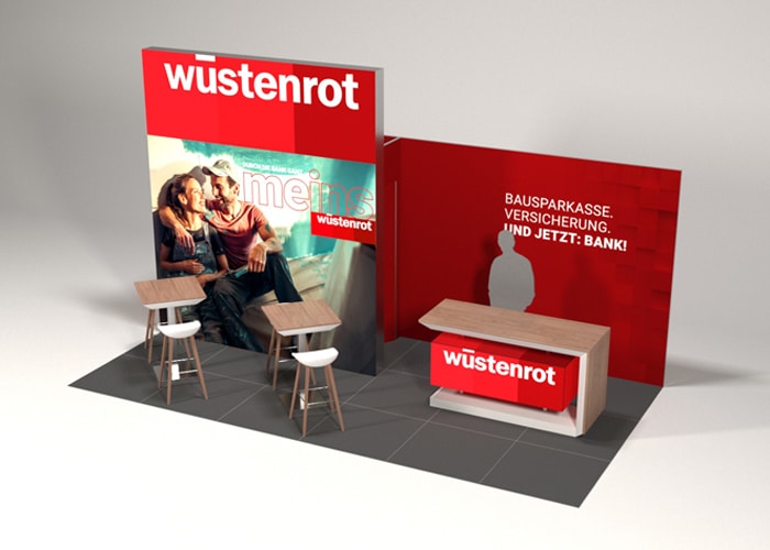 Wüstenrot Messestand Klagenfurt Leuchtrahmen Realizer